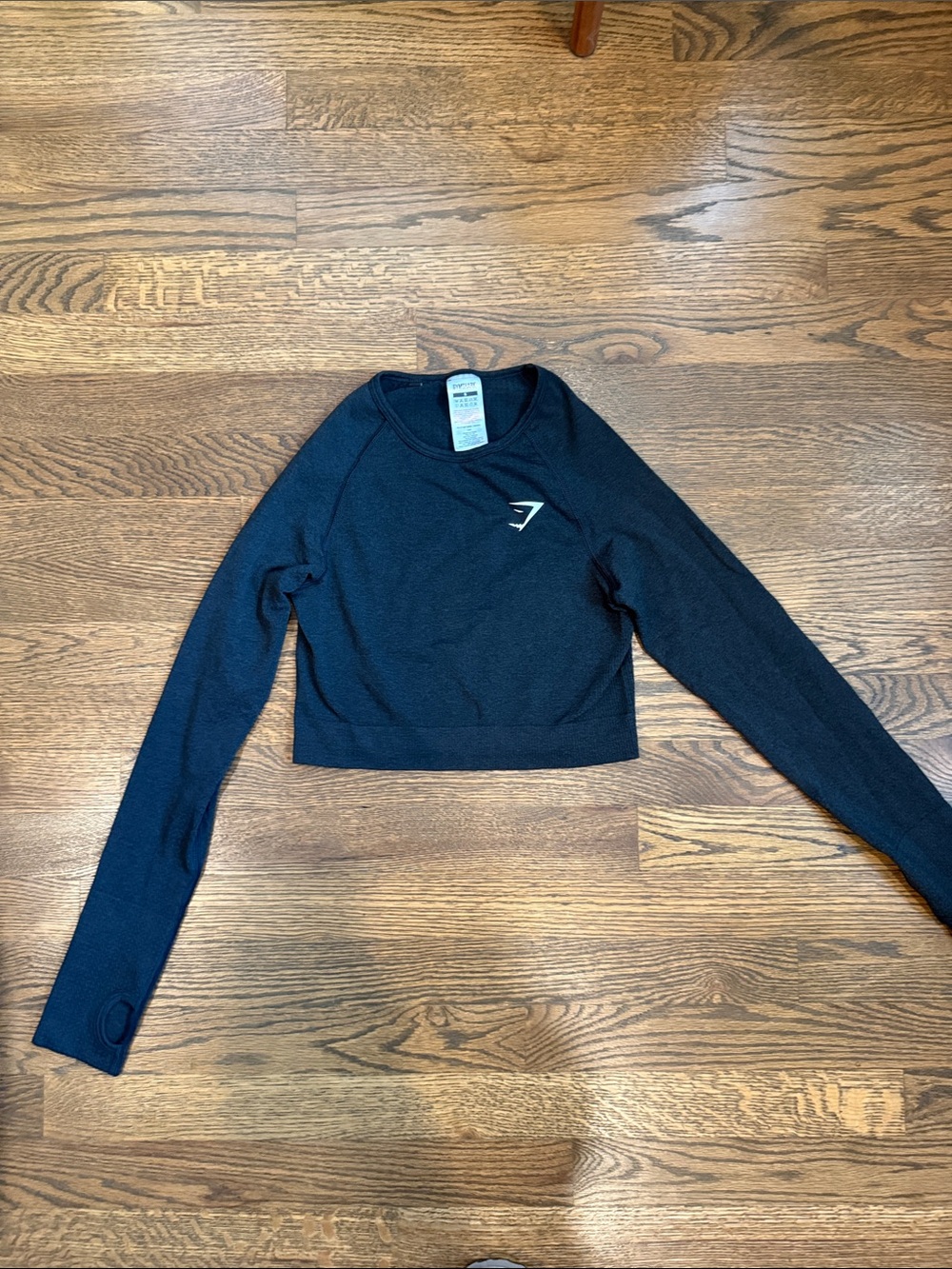 Gymshark Black Cropped Long-Sleeve Crew Top